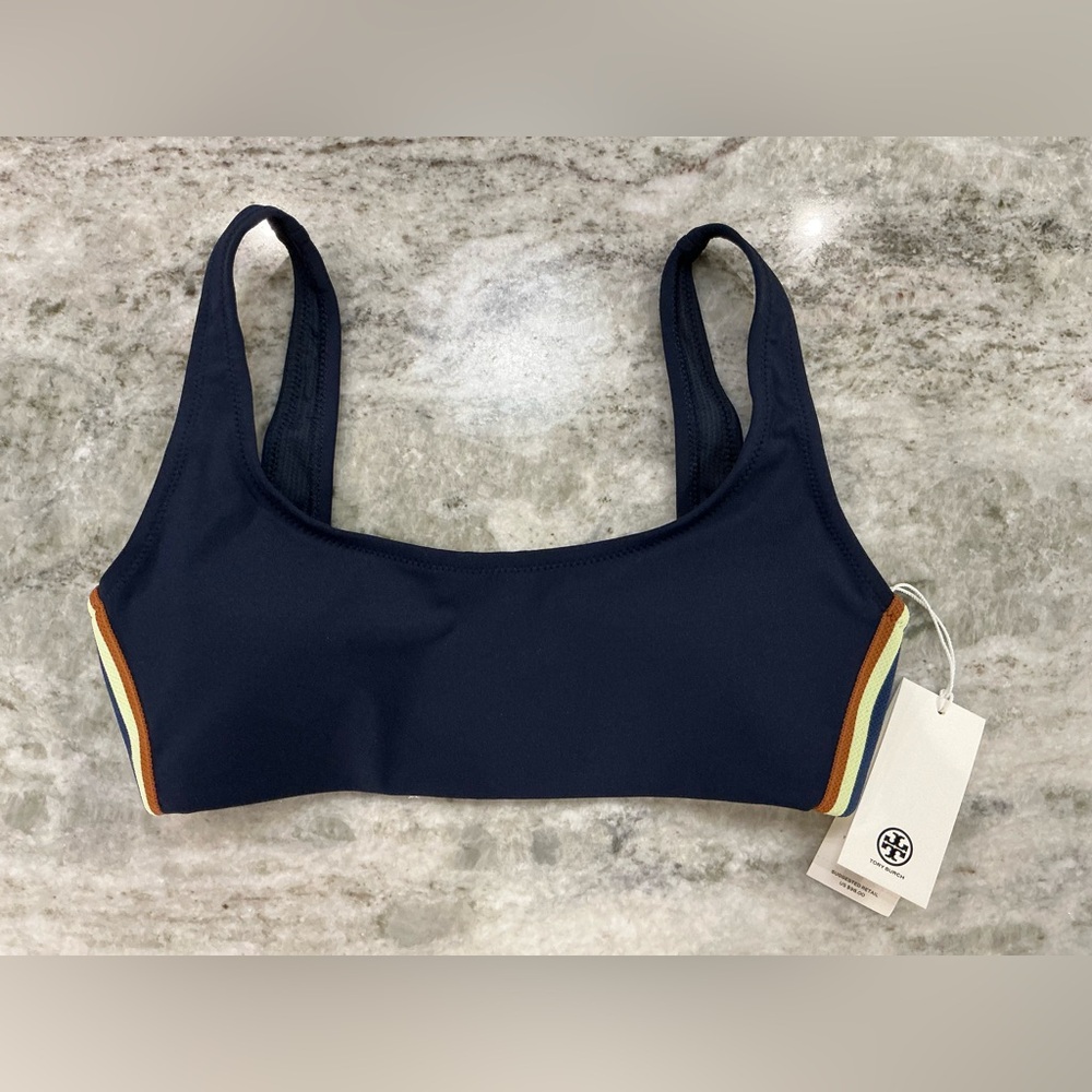 Tory Burch Sculpt Compression Side-Stripe Bra, Sz XS